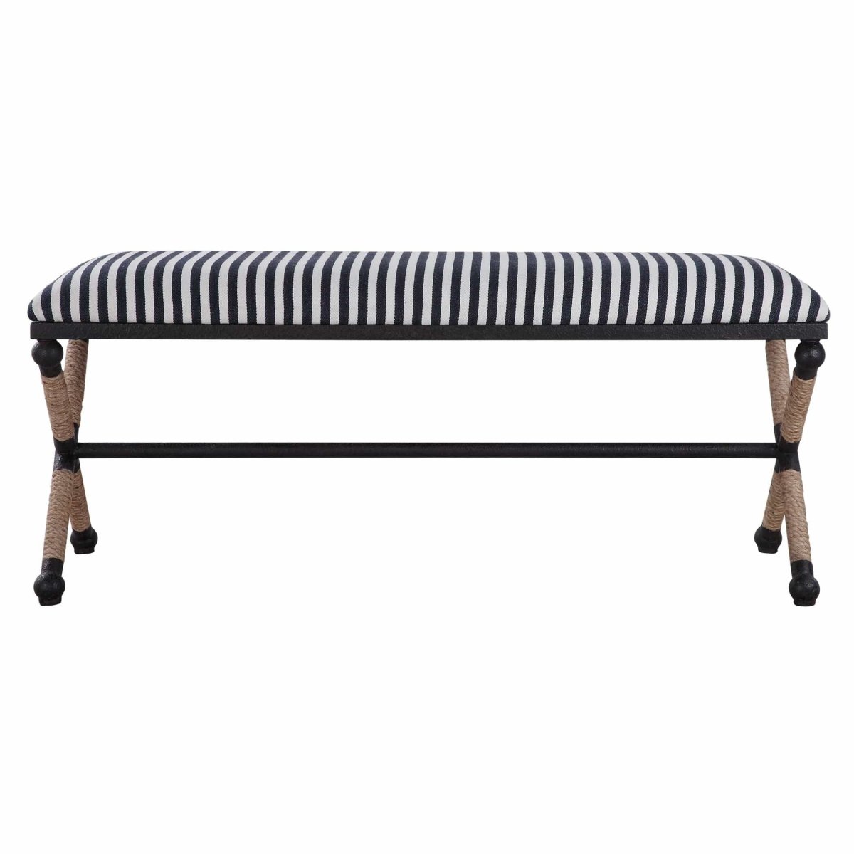 Braddock Striped Coastal Bench - Uttermost - Benches by Modest Hut
