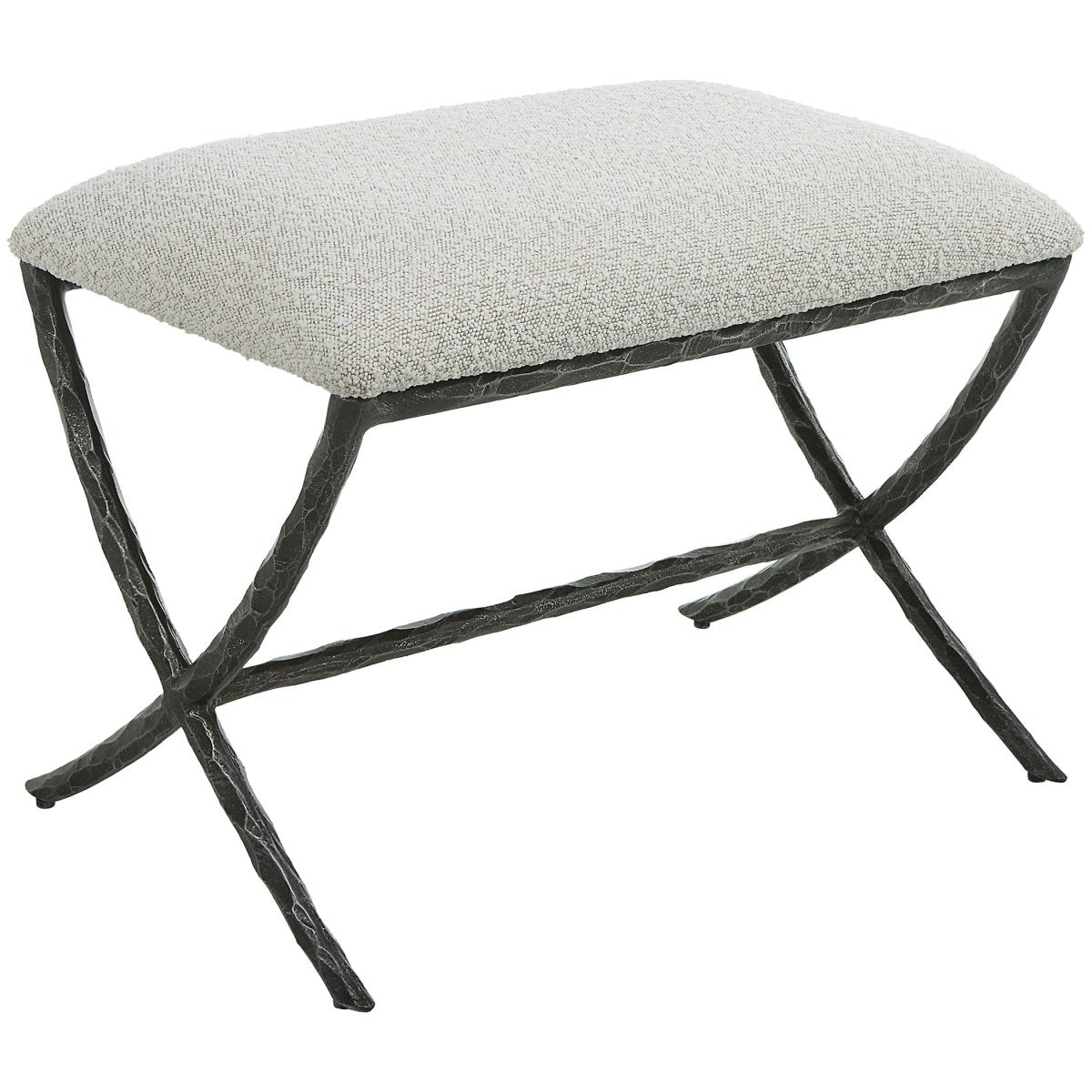 Brisby Gray Fabric Small Bench - Uttermost - Benches by Modest Hut