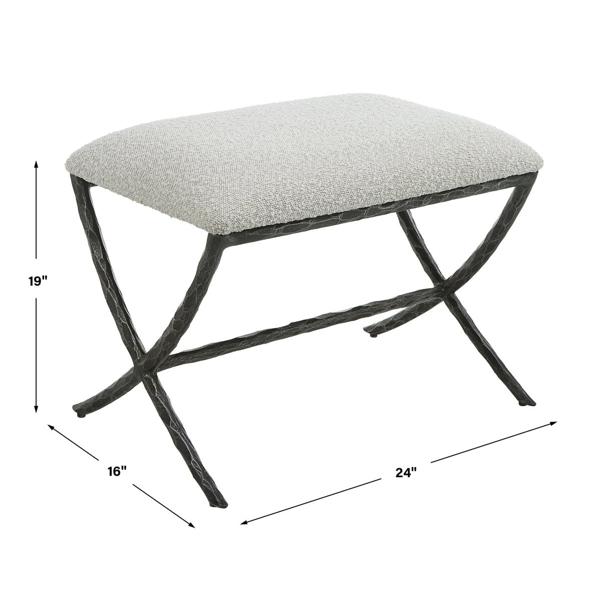Brisby Gray Fabric Small Bench - Uttermost - Benches by Modest Hut