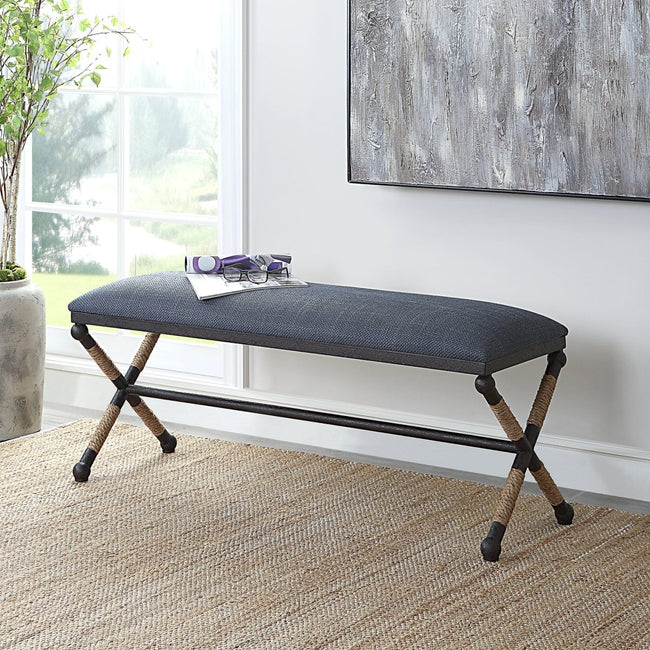 Firth Rustic Navy Bench - Uttermost - Benches by Modest Hut