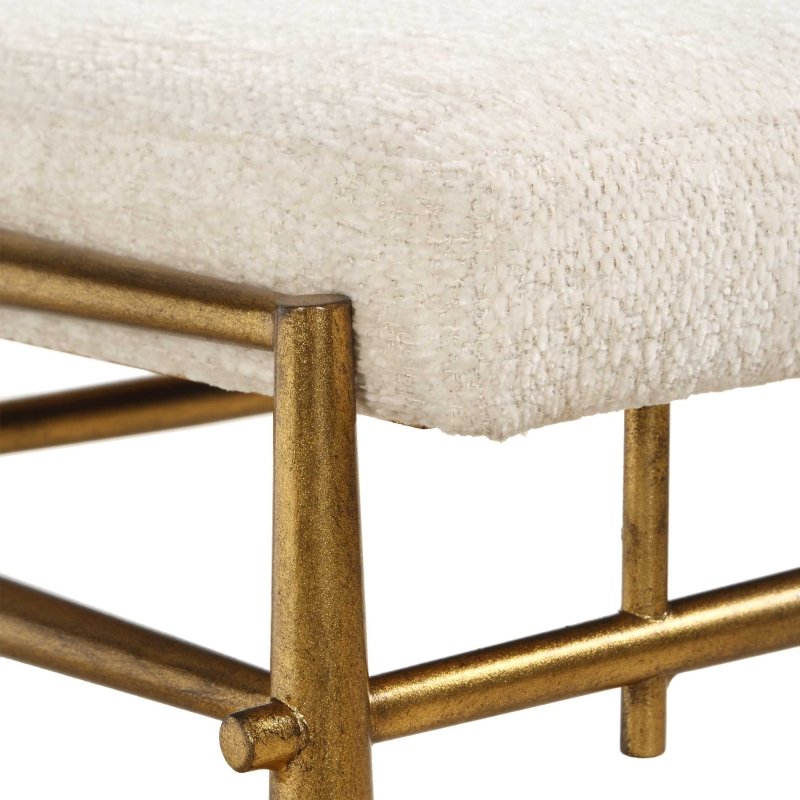 Karleen Plush White Small Brass Bench - Benches