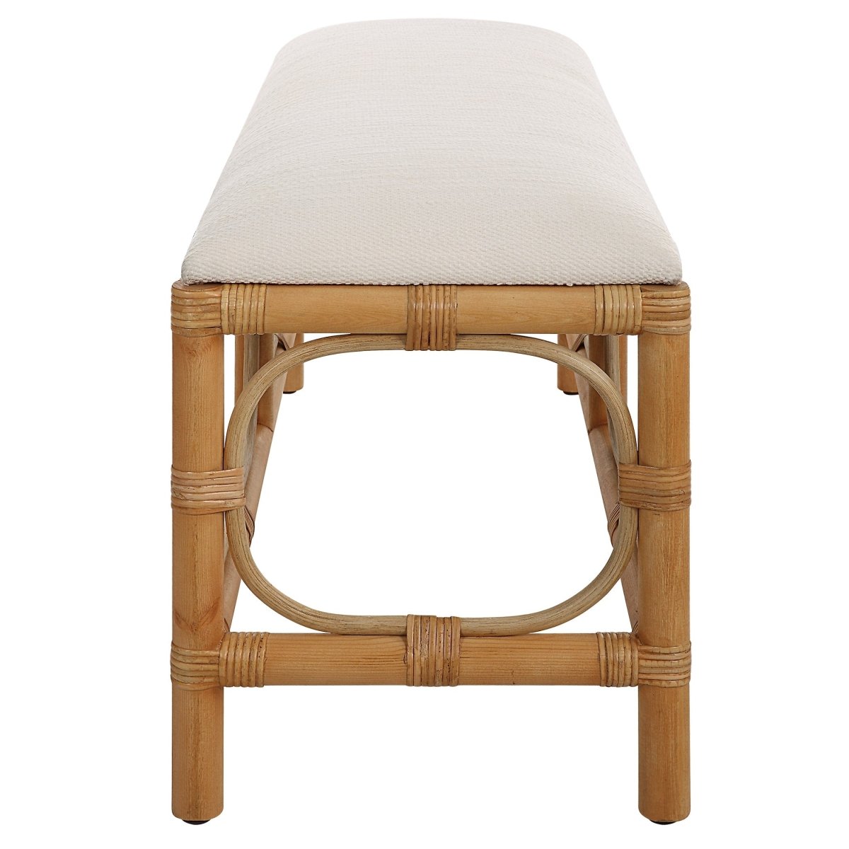 Laguna White Fabric Rattan Bench - Uttermost - Benches by Modest Hut