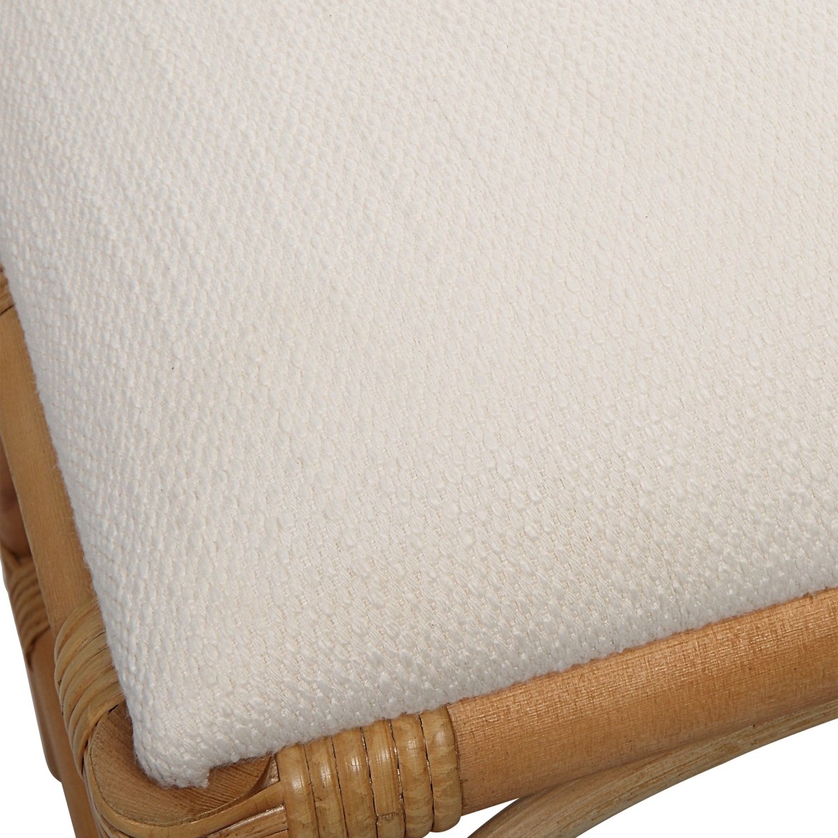 Laguna White Fabric Rattan Bench - Uttermost - Benches by Modest Hut