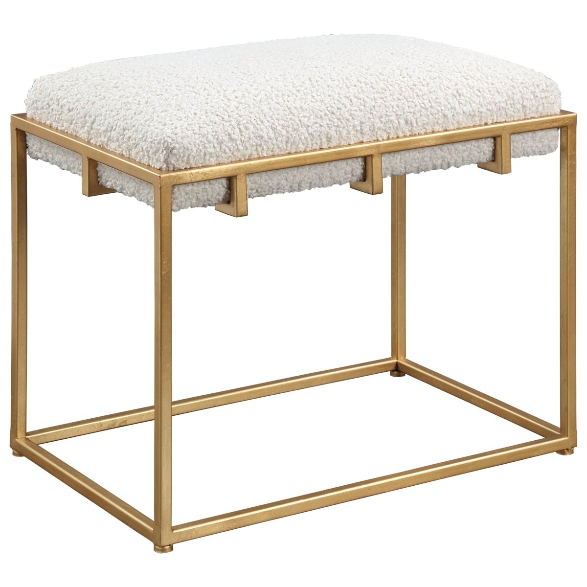 Paradox Small Gold & White Shearling Bench - Uttermost - Benches by Modest Hut