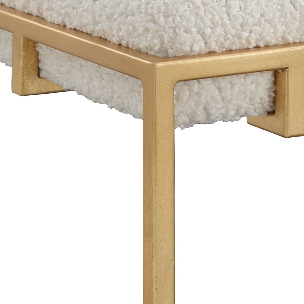 Paradox Small Gold & White Shearling Bench - Uttermost - Benches by Modest Hut