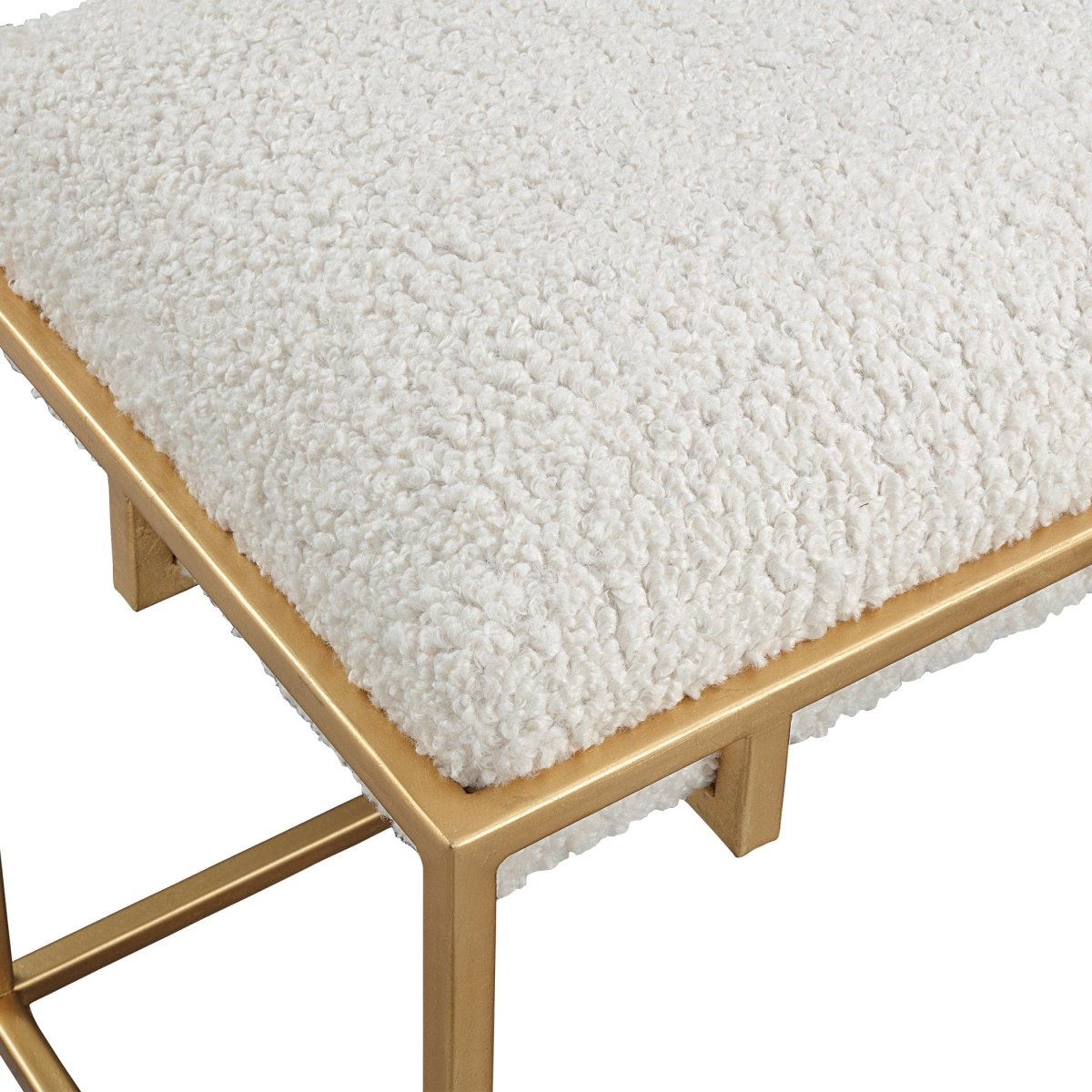 Paradox Small Gold & White Shearling Bench - Uttermost - Benches by Modest Hut