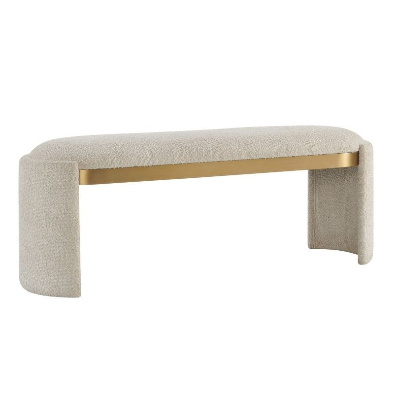 Side view of the Serena Bone Boucle Bench by Uttermost