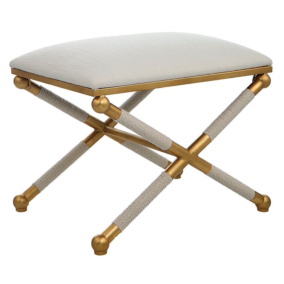 Socialite White Small Bench - Uttermost - Benches by Modest Hut