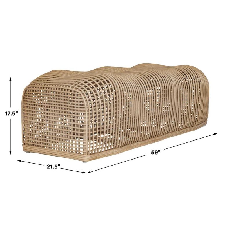 Dimension guide for the Tino natural rattan bench
