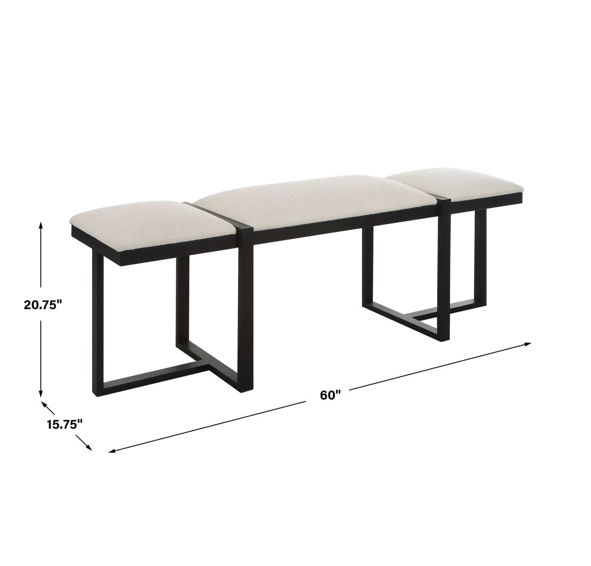 Triple Cloud Modern Upholstered Bench - Uttermost - Benches by Modest Hut