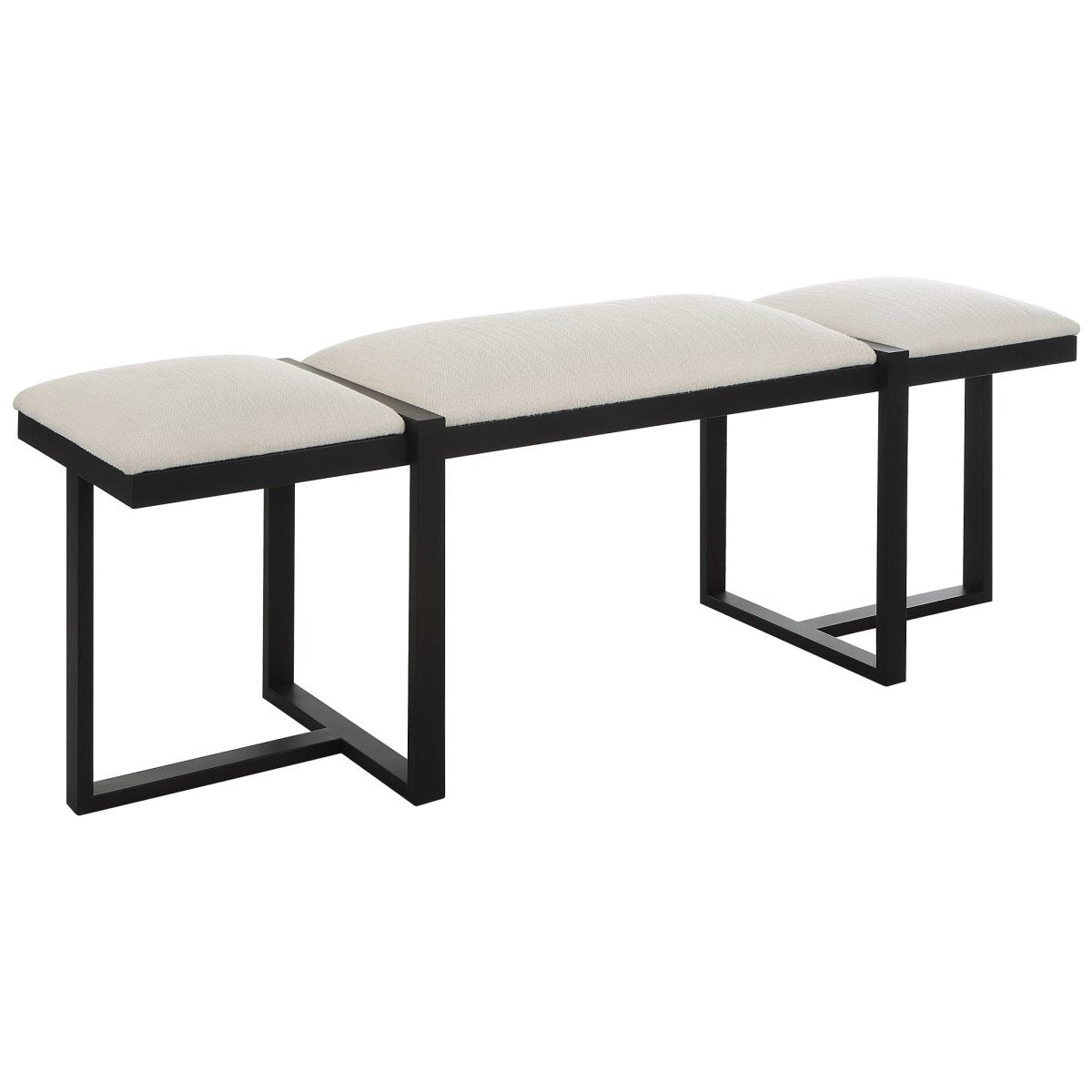 Triple Cloud Modern Upholstered Bench - Uttermost - Benches by Modest Hut