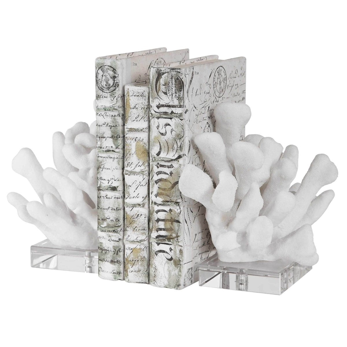 Charbel White Coral Bookends - Uttermost - Bookends by Modest Hut