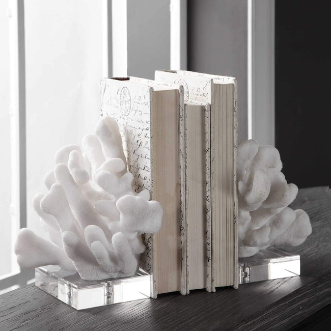 Charbel White Coral Bookends - Uttermost - Bookends by Modest Hut