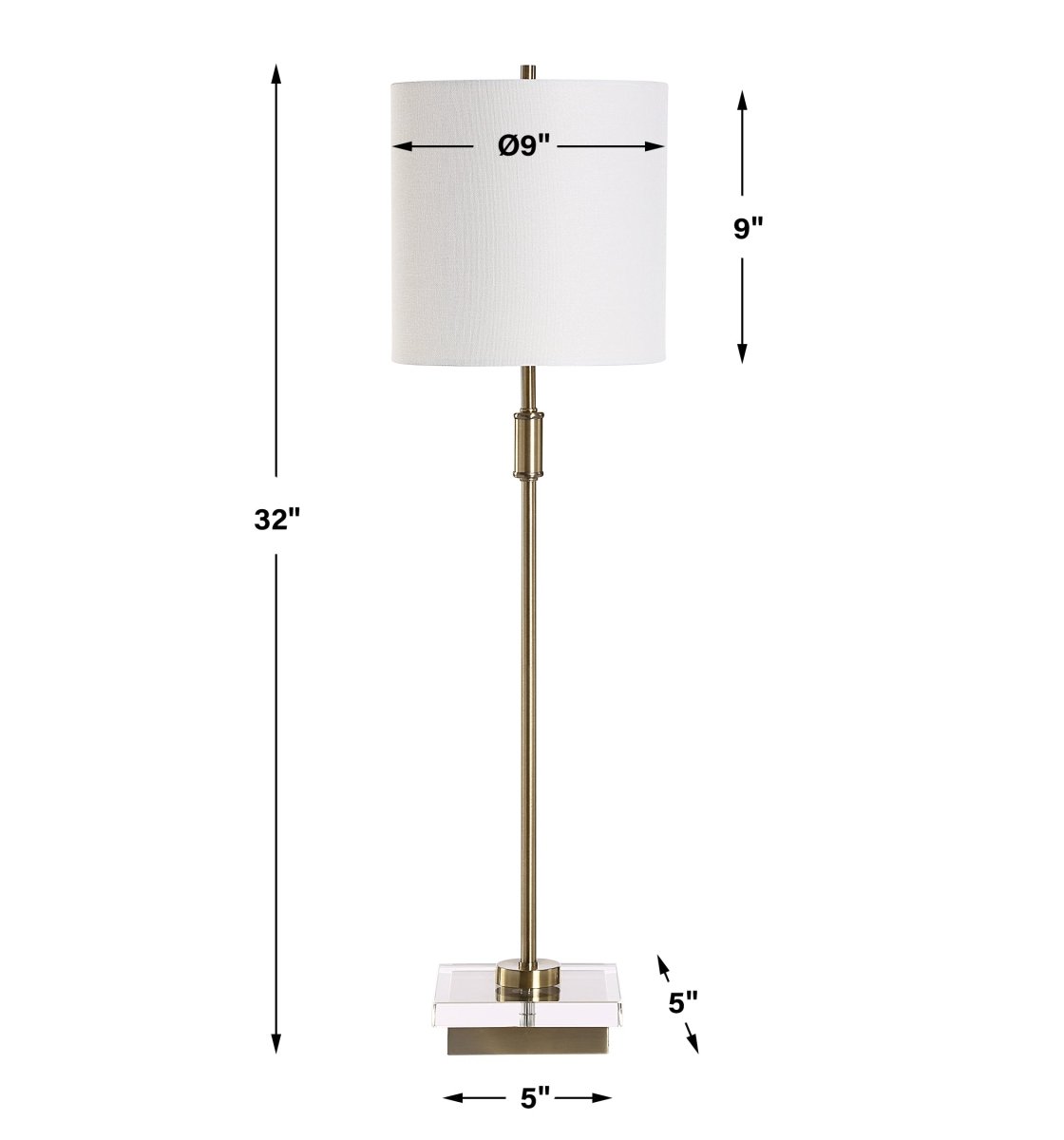 Antique Brass Metal Buffet Lamp with Crystal Base - Uttermost - Buffet Lamps by Modest Hut