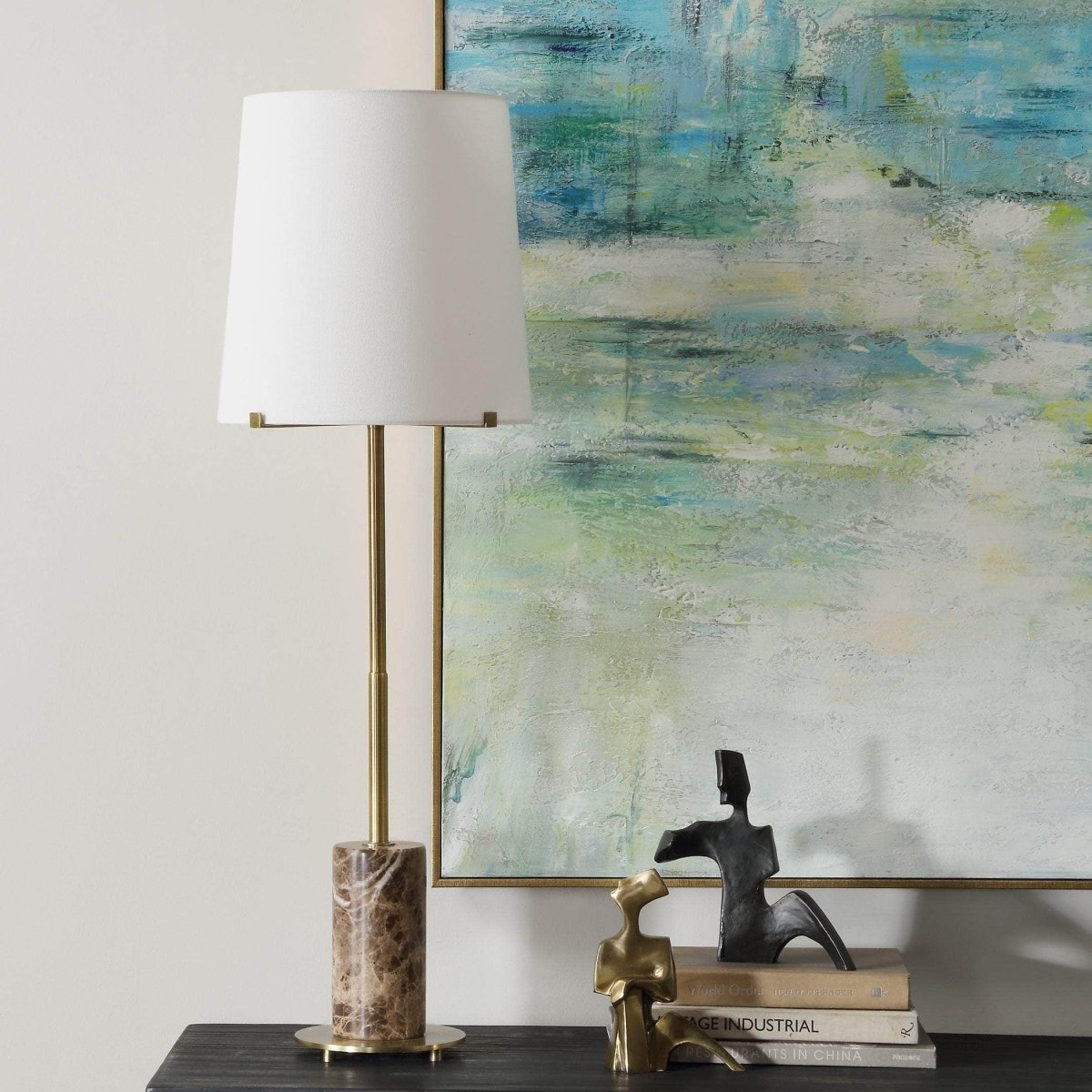 Sepia Brown Marble Buffet Lamp - Uttermost - Buffet Lamps by Modest Hut