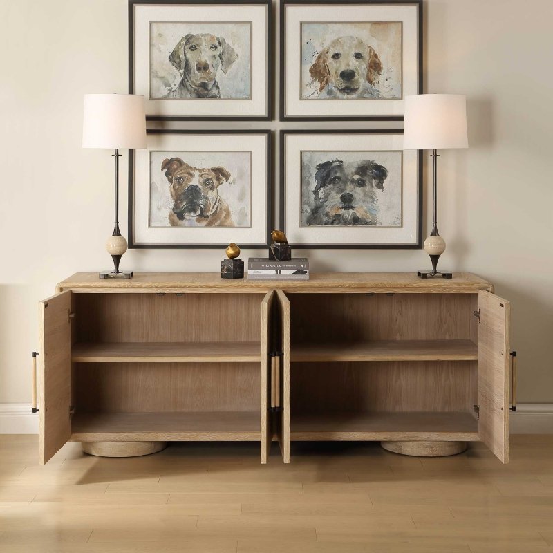Evanston 4 Door Natural Oak Cabinet - Storage