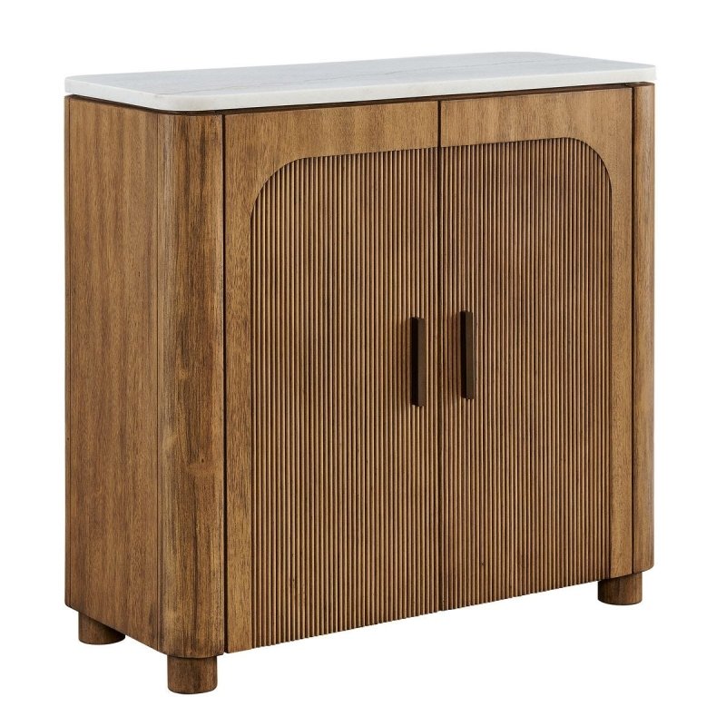 Angled view of the Mebarak 2 Door Cabinet