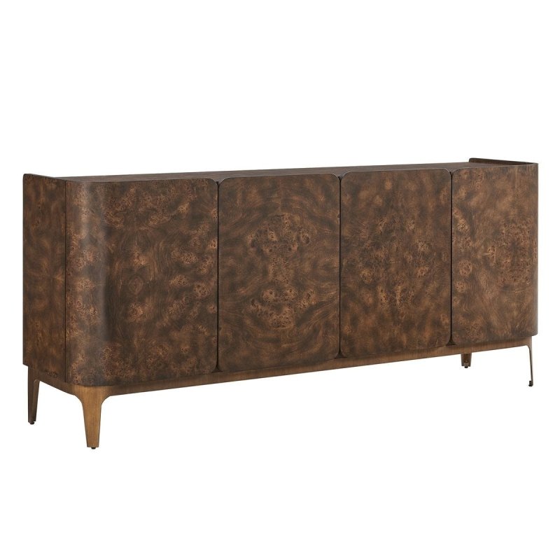 Side profile of the Melbourne Mappa Burl 4-Door Cabinet by Uttermost