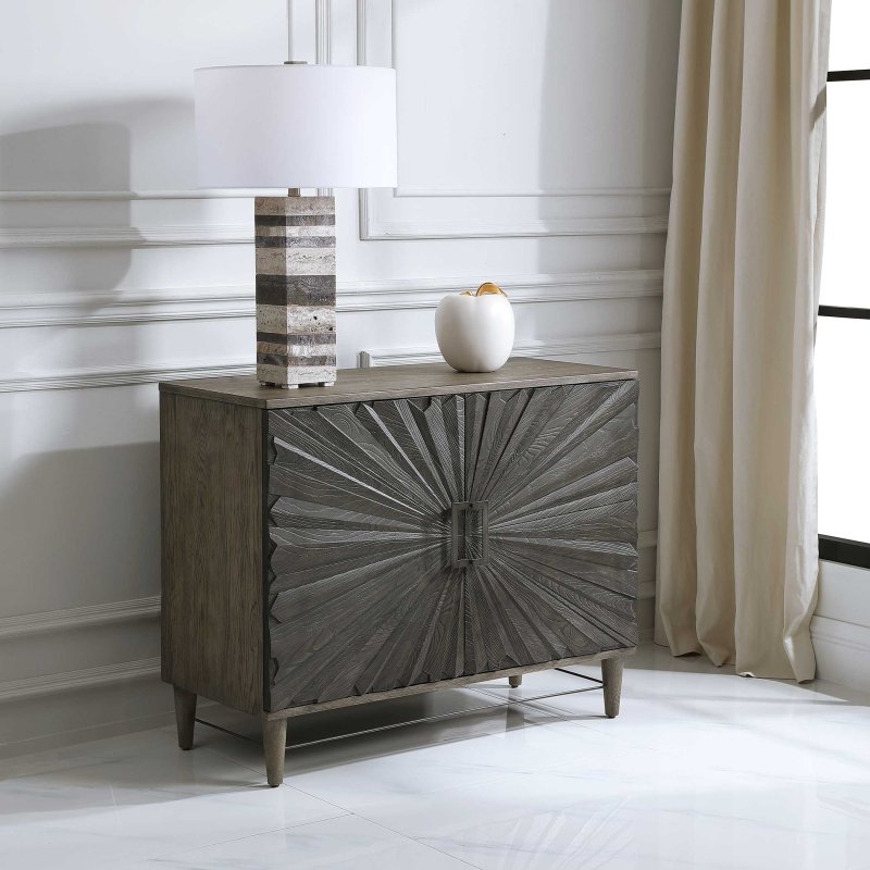 Shield Bohemian Style Cabinet angled room shot.