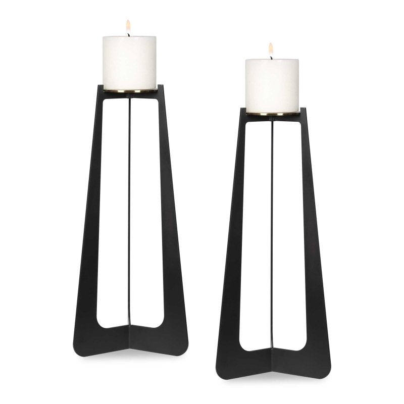 Columnar Black Candleholders Set/2 - Candle Holders