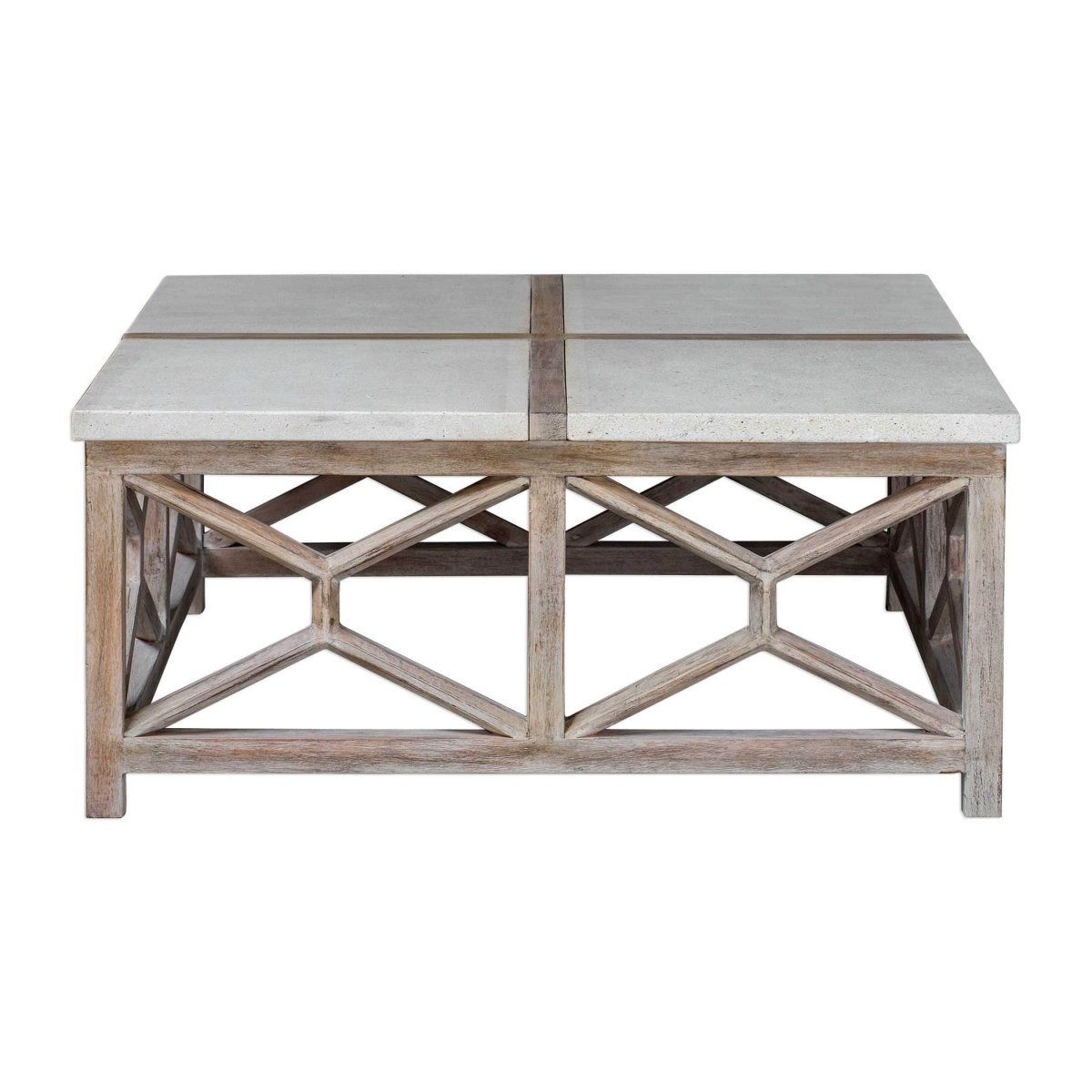 Catali Ivory Stone Coffee Table - Uttermost - Coffee Tables by Modest Hut