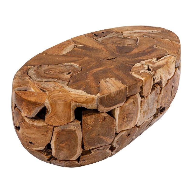 Side view of the Gareis Solid Teak Oval Coffee Table by Uttermost