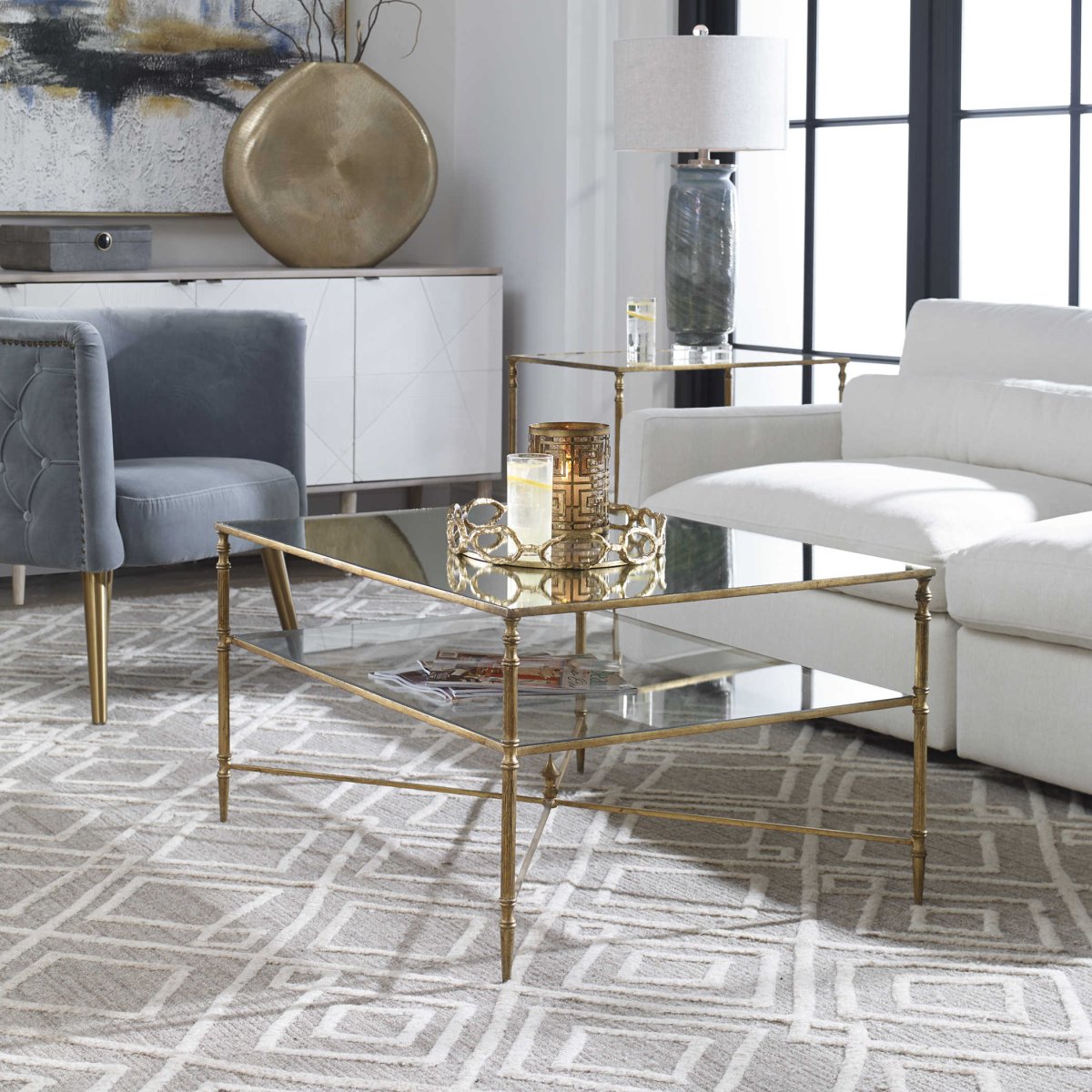 Henzler Mirrored Glass Coffee Table - Uttermost - Coffee Tables by Modest Hut