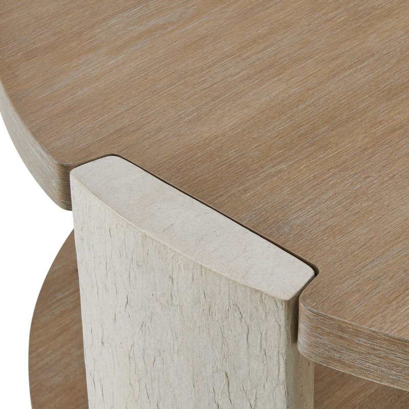Detail view of the Maulet Oak Round Coffee Table