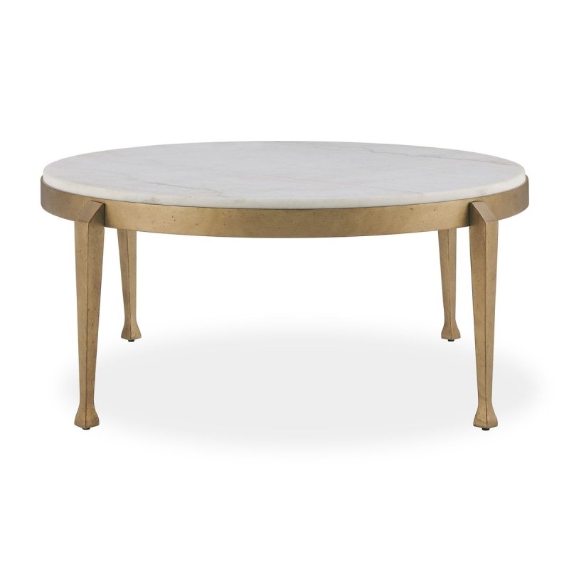 Tylan White Marble Round Coffee Table by Uttermost on a white background