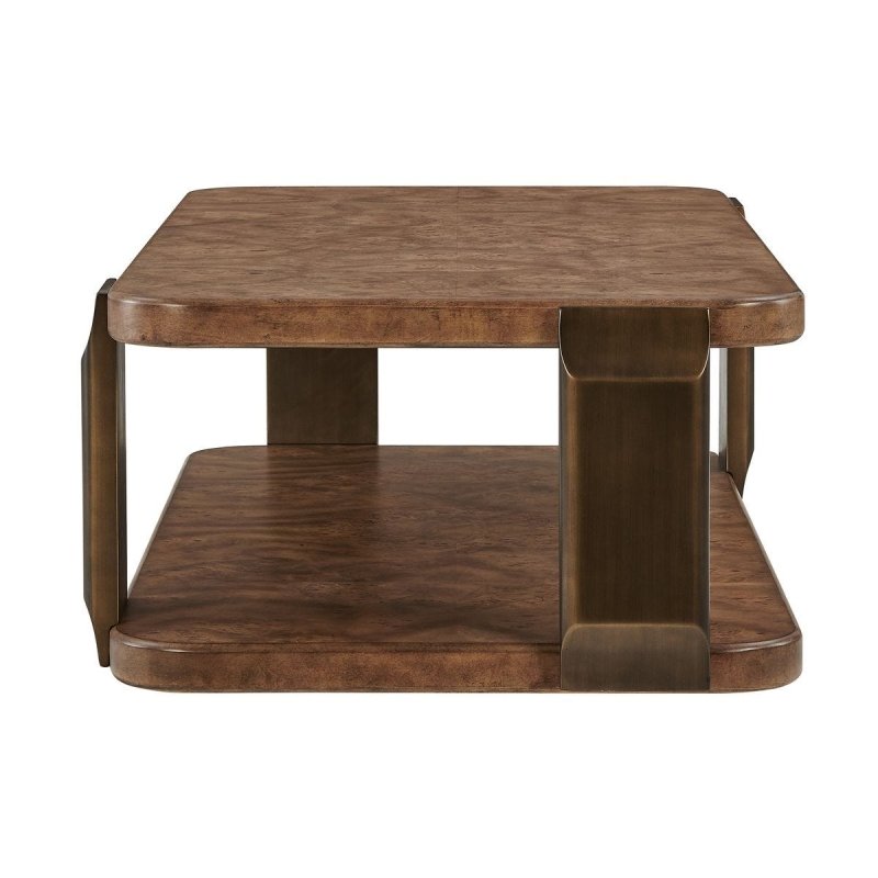Detail view of mappa burl tiered top on the Vance Mappa Burl Tiered Coffee Table
