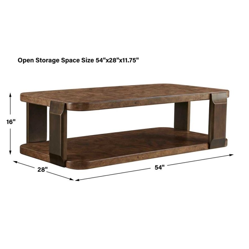 Dimension guide for the Vance Mappa Burl Tiered Coffee Table