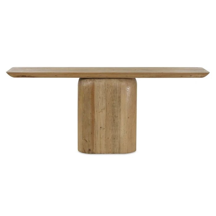 Camerlin Oak Console Table by Uttermost reclaimed wood rounded base detail