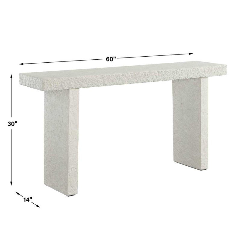 Dimension guide for the Hagan Indoor-Outdoor Limestone Console Table