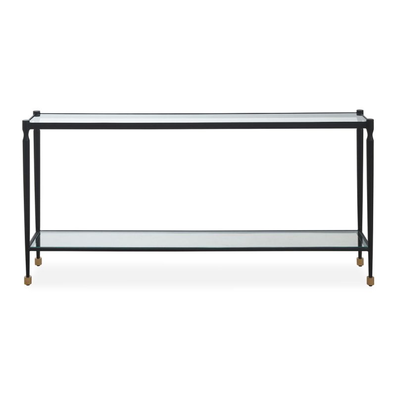 Javana Black Iron and Glass Console Table console table by Uttermost