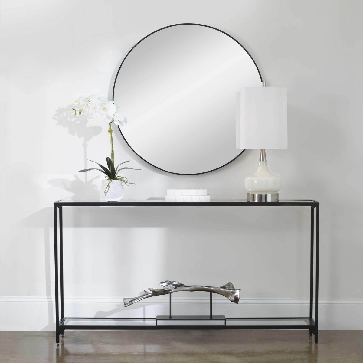 Satin Black Iron Console Table - Uttermost - Console Tables by Modest Hut