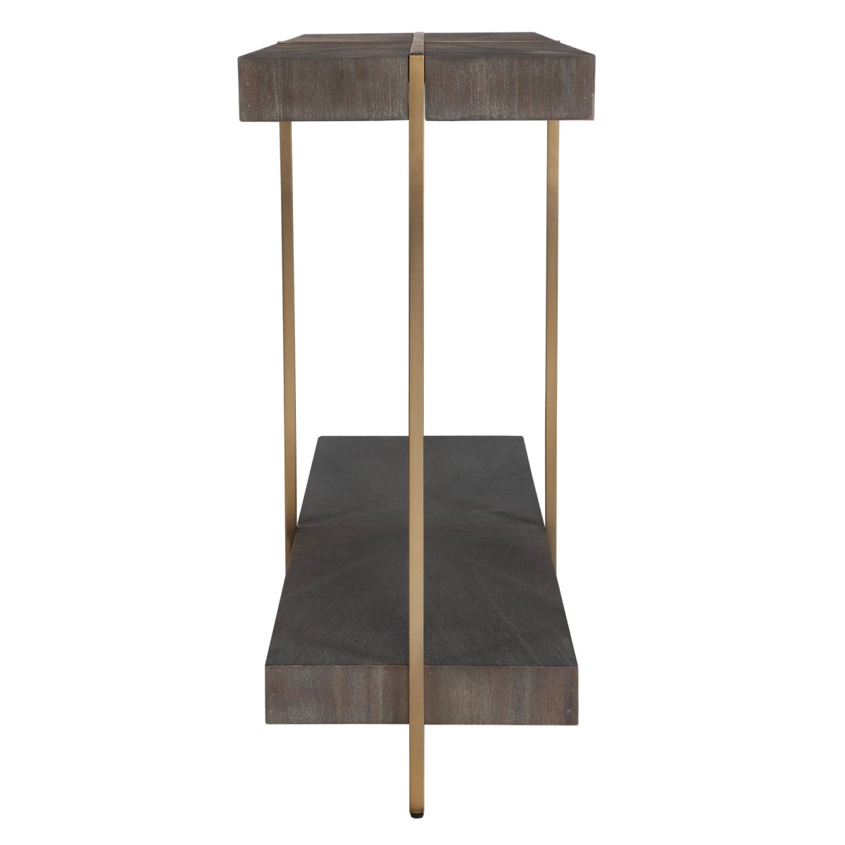 Taja Modern Brass / Wood Console Table - Uttermost - Console Tables by Modest Hut
