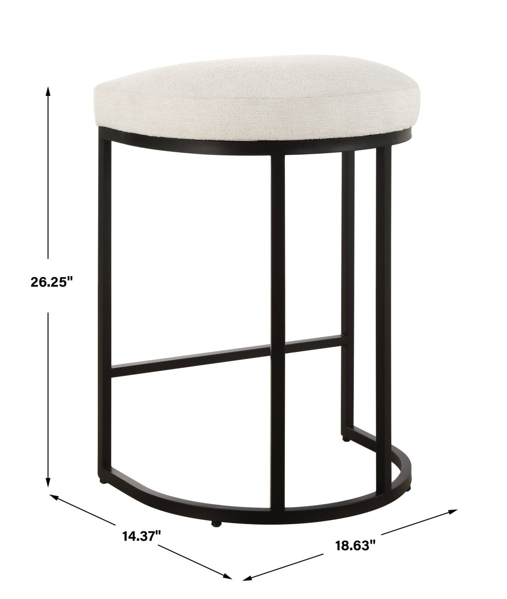 Black Counter Stool with Cream Fabric - Uttermost - Counter Stools by Modest Hut