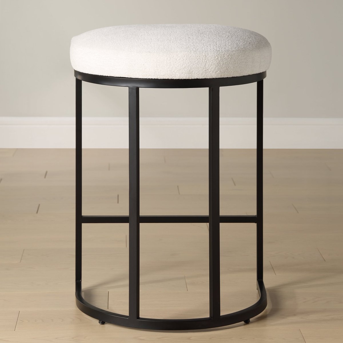 Black Counter Stool with Cream Fabric - Uttermost - Counter Stools by Modest Hut