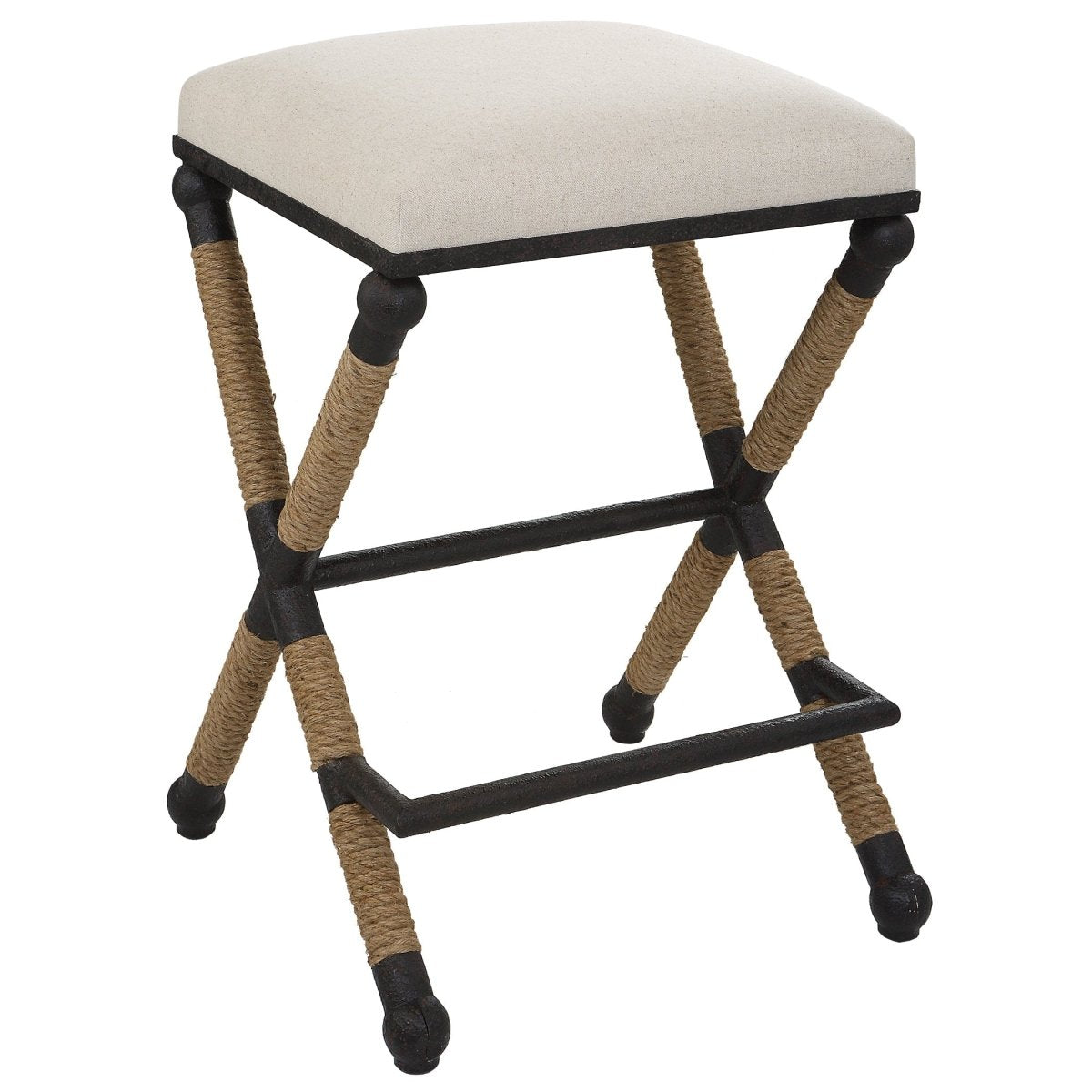 Firth Rustic Oatmeal Counter Stool - Uttermost - Counter Stools by Modest Hut