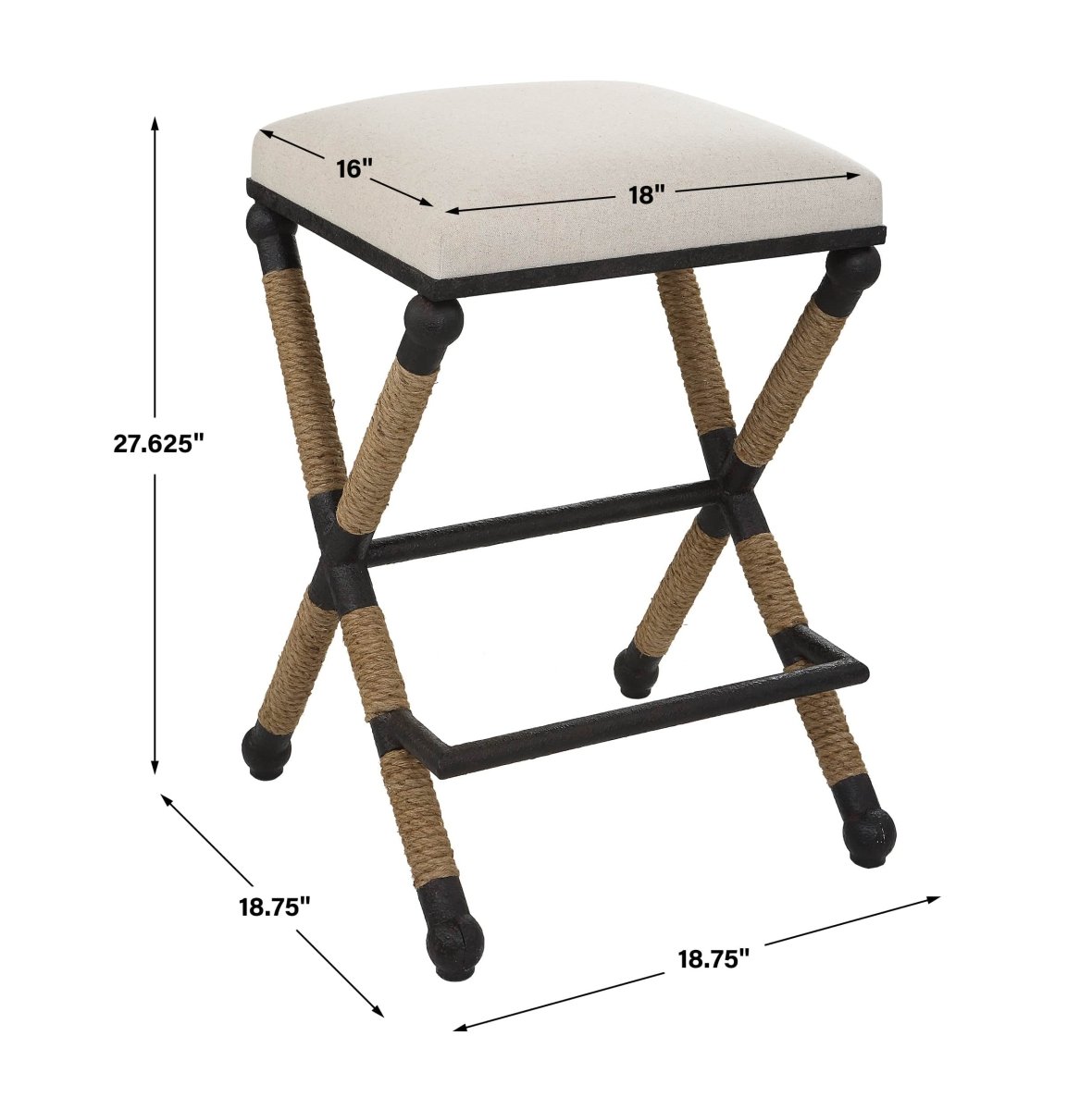 Firth Rustic Oatmeal Counter Stool - Uttermost - Counter Stools by Modest Hut