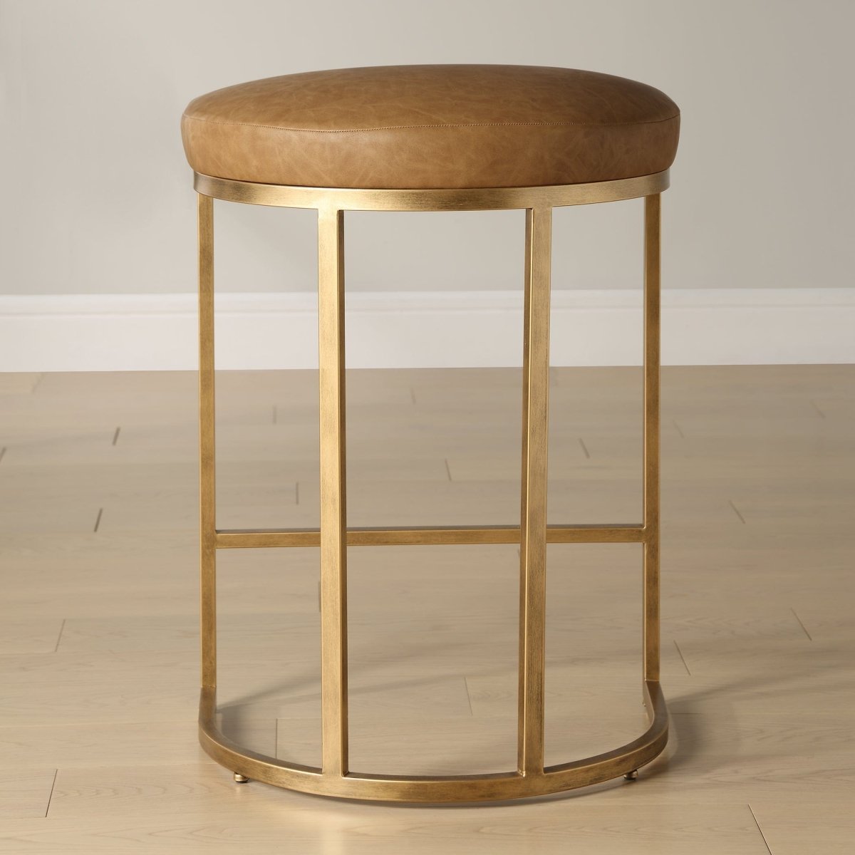 Iron High Counter Stool Faux Leather Upholstery - Uttermost - Counter Stools by Modest Hut