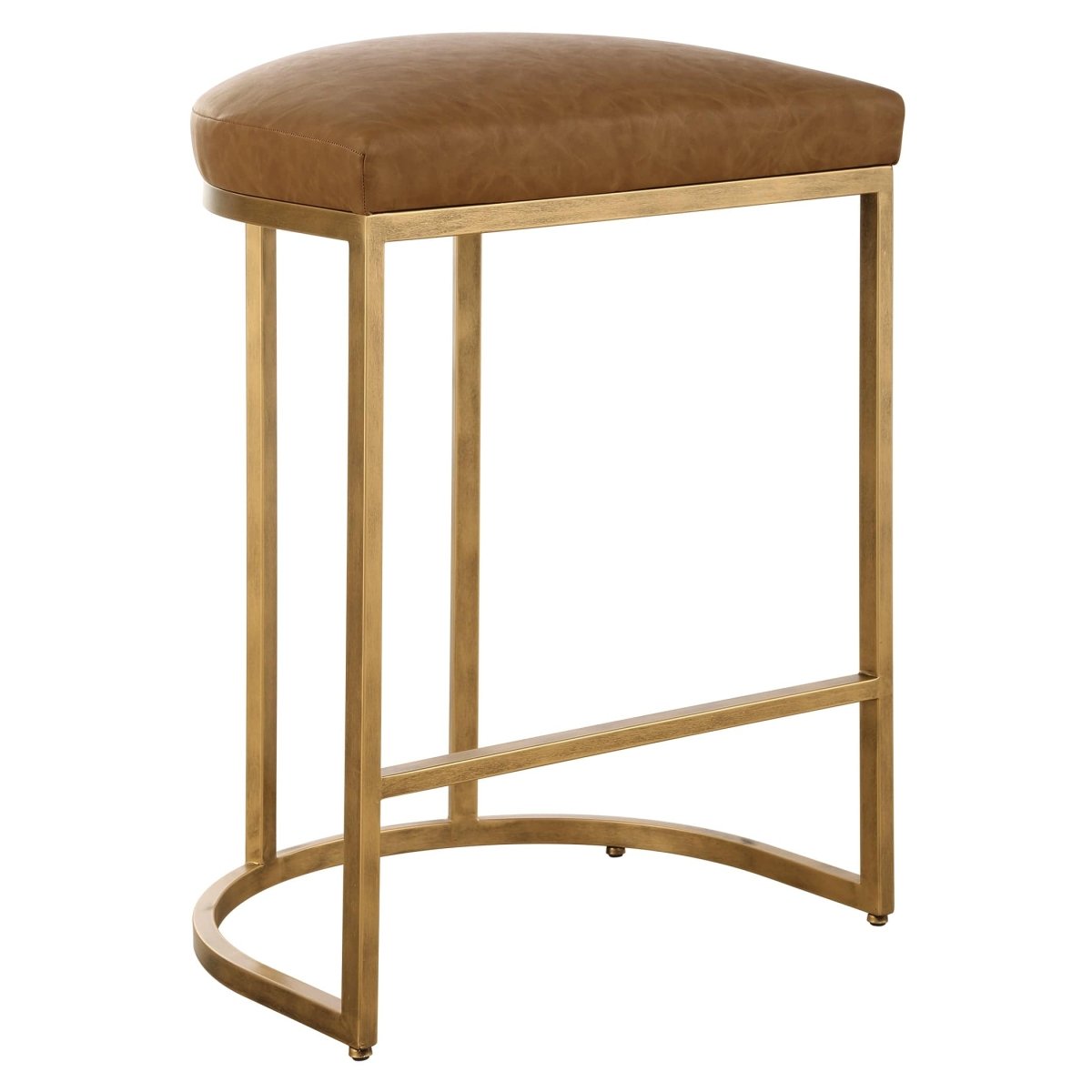 Iron High Counter Stool Faux Leather Upholstery - Uttermost - Counter Stools by Modest Hut