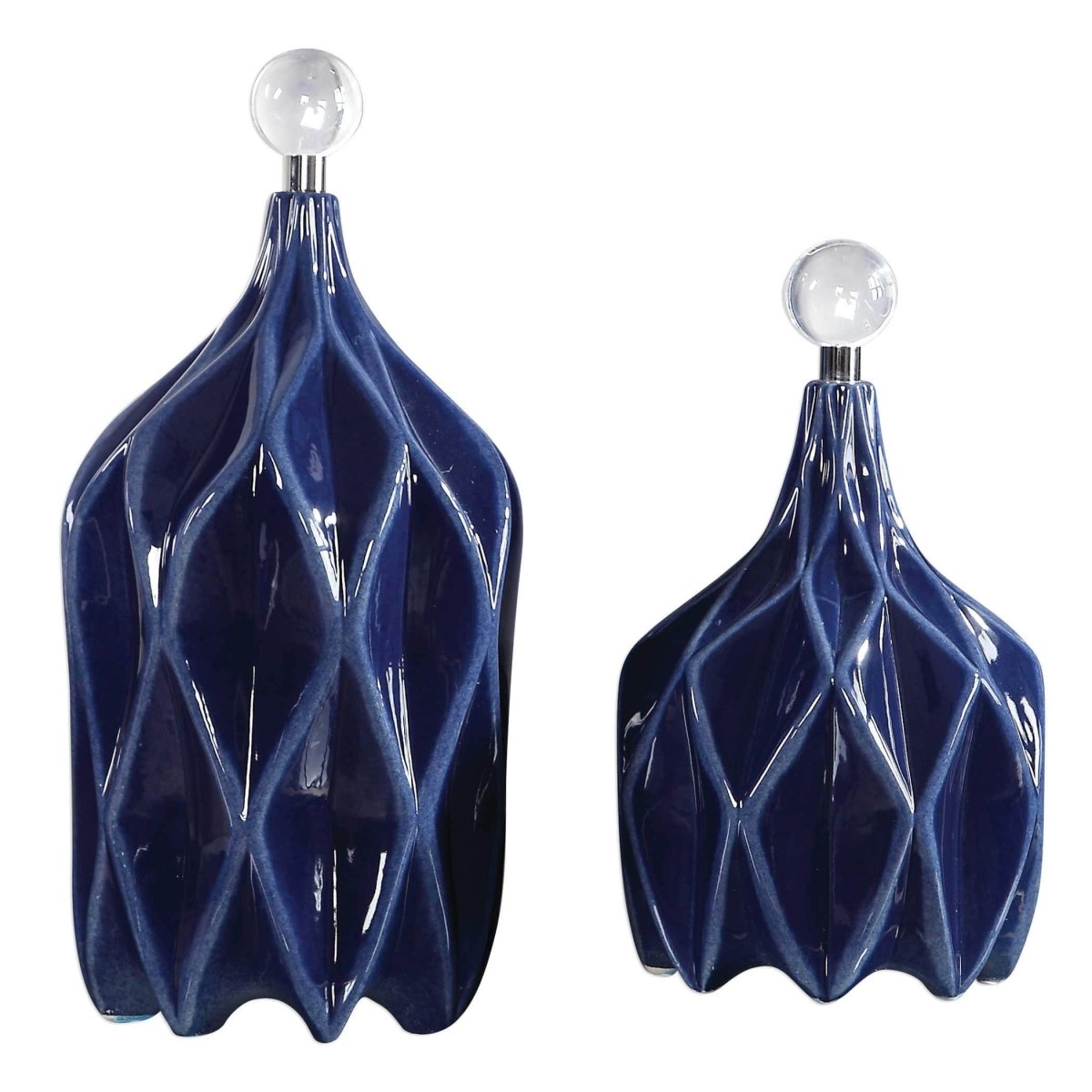 Decorative Geometric Klaran Bottles - Uttermost - Decorative Bottles by Modest Hut