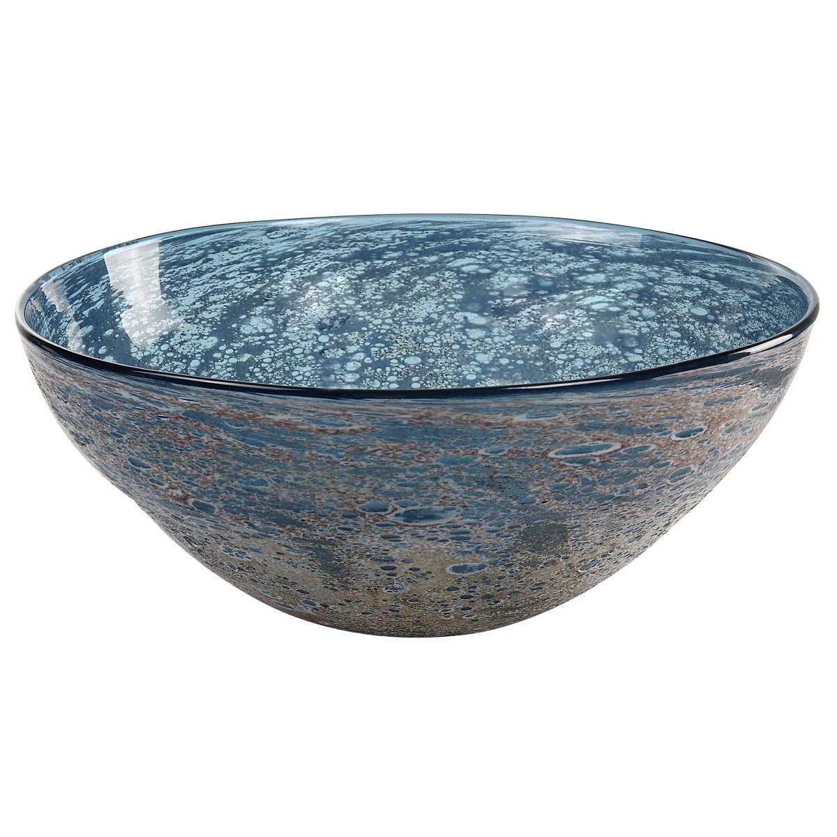 Genovesa Aqua Glass Bowl - Uttermost - Decorative Bowls by Modest Hut