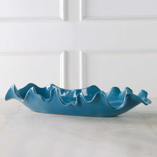 Ruffled Feathers Bowl, Blue - Uttermost - Decorative Bowls by Modest Hut