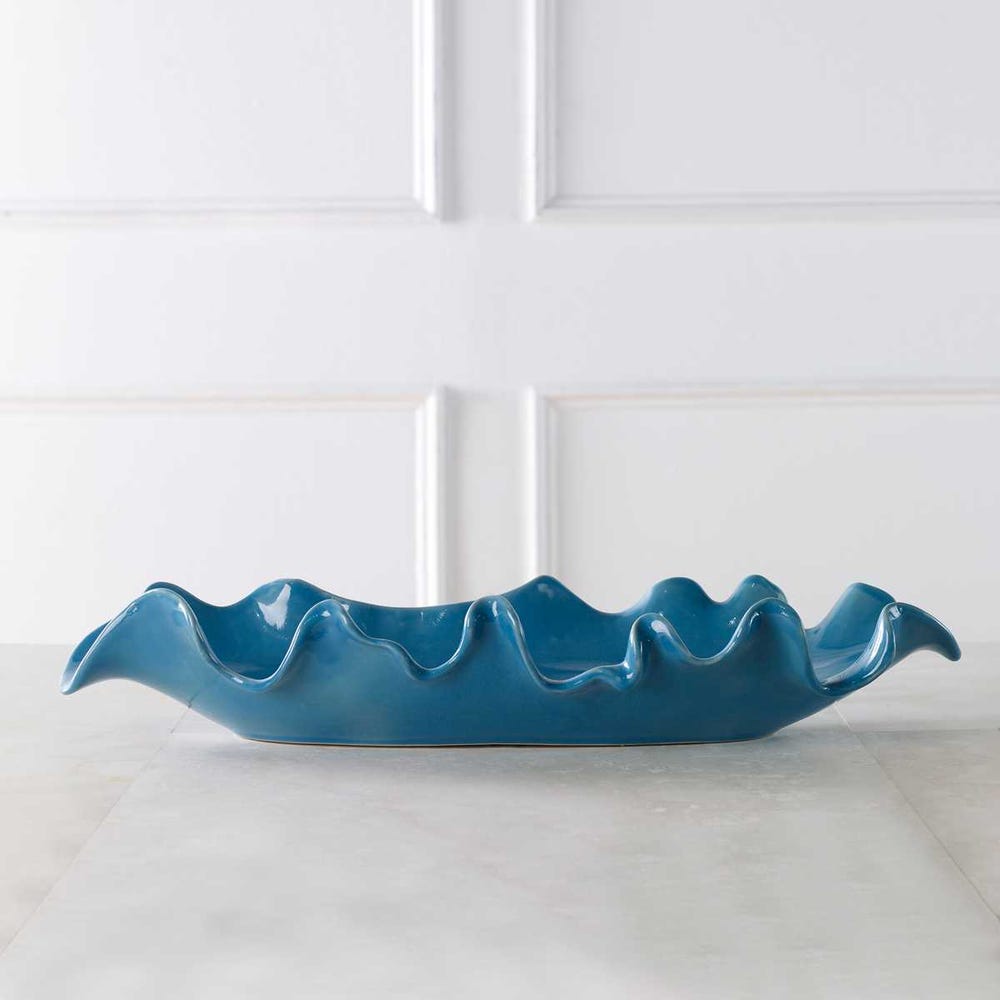 Ruffled Feathers Bowl, Blue - Uttermost - Decorative Bowls by Modest Hut