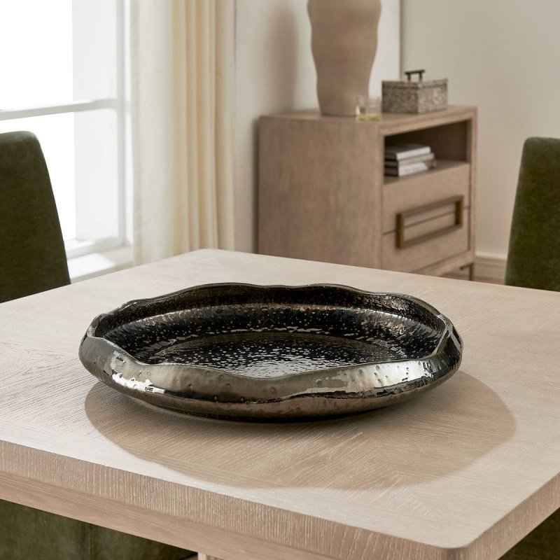 Alternate angle of the Stardust Black Ripple Indoor-Outdoor Bowl by Uttermost