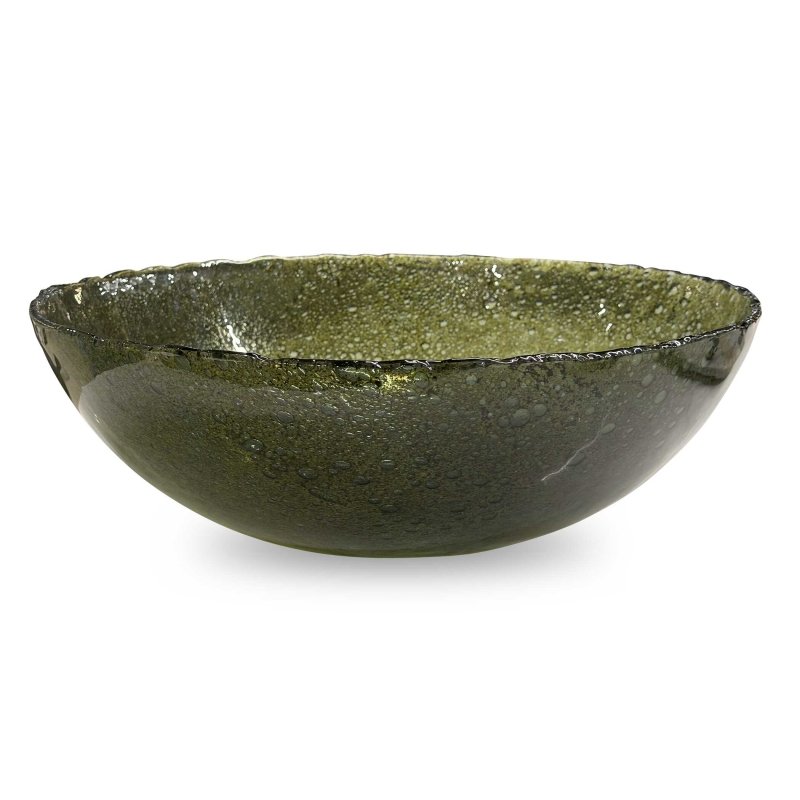 Veridian Shimmer Earthy Glass Bowl - Decorative Bowls