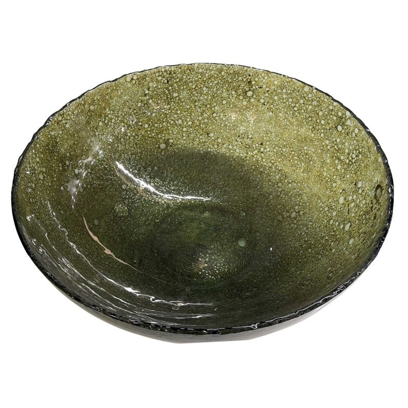 Veridian Shimmer Earthy Glass Bowl - Decorative Bowls