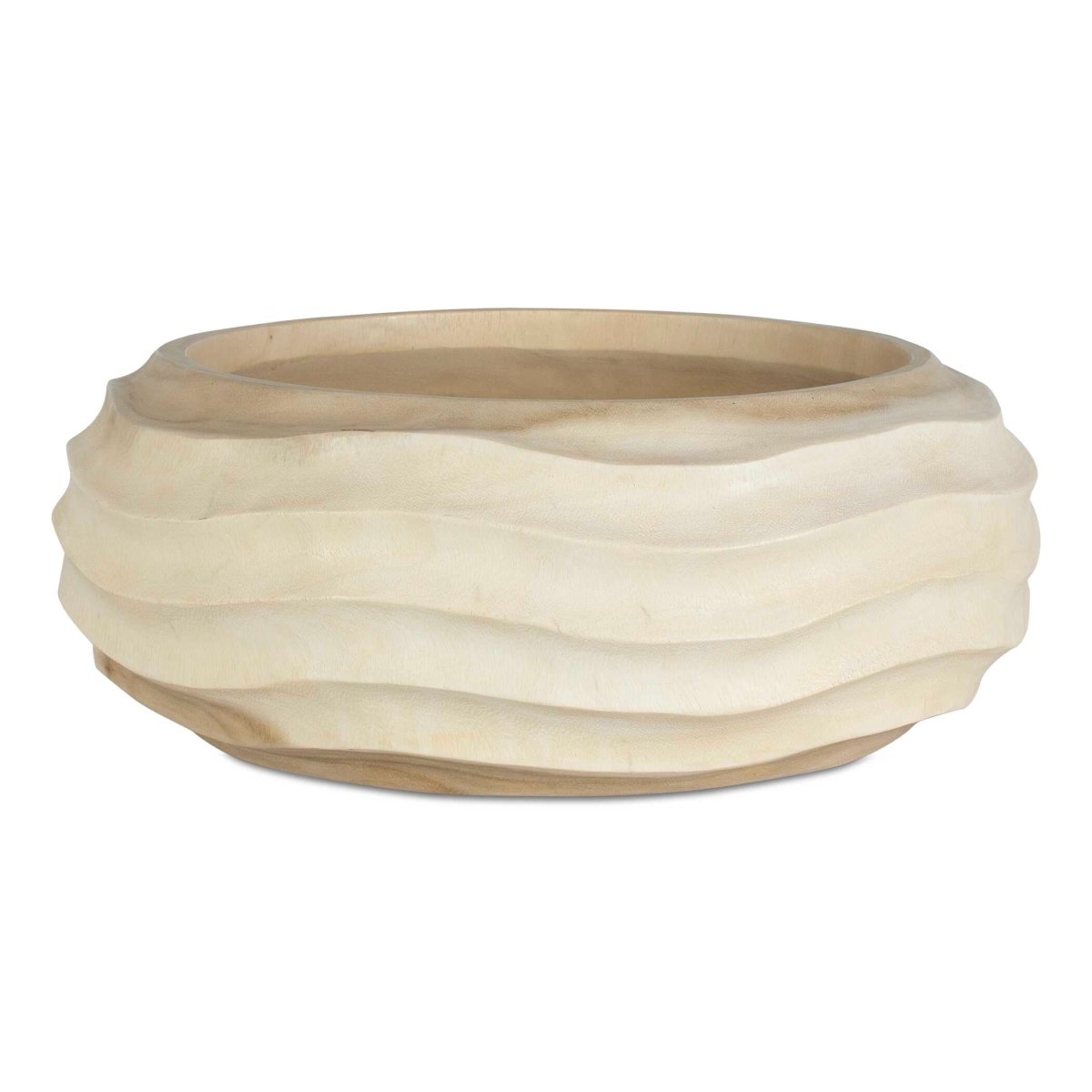 Waveform Bleached Wood Bowl - Uttermost - Decorative Bowls by Modest Hut